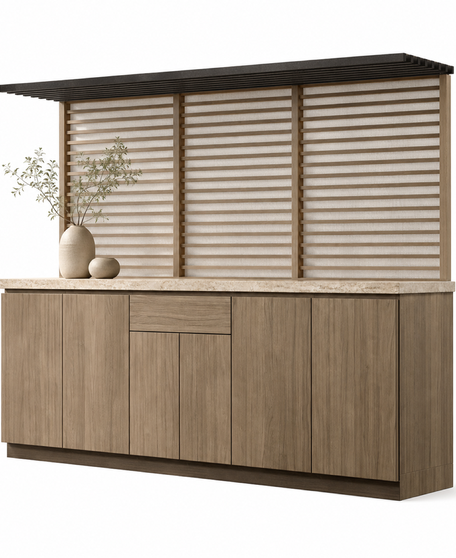 Fadior Soleil Balcony Suite with Breeze Louver Utility Console — 304 stainless steel balcony system, front view
