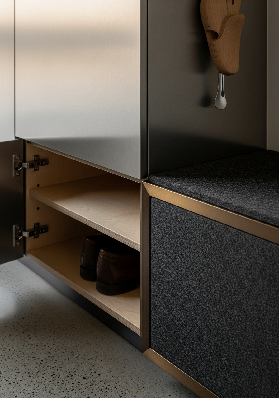 Fadior Archetype Entryway Suite — close-up of stainless steel finish and hardware detail