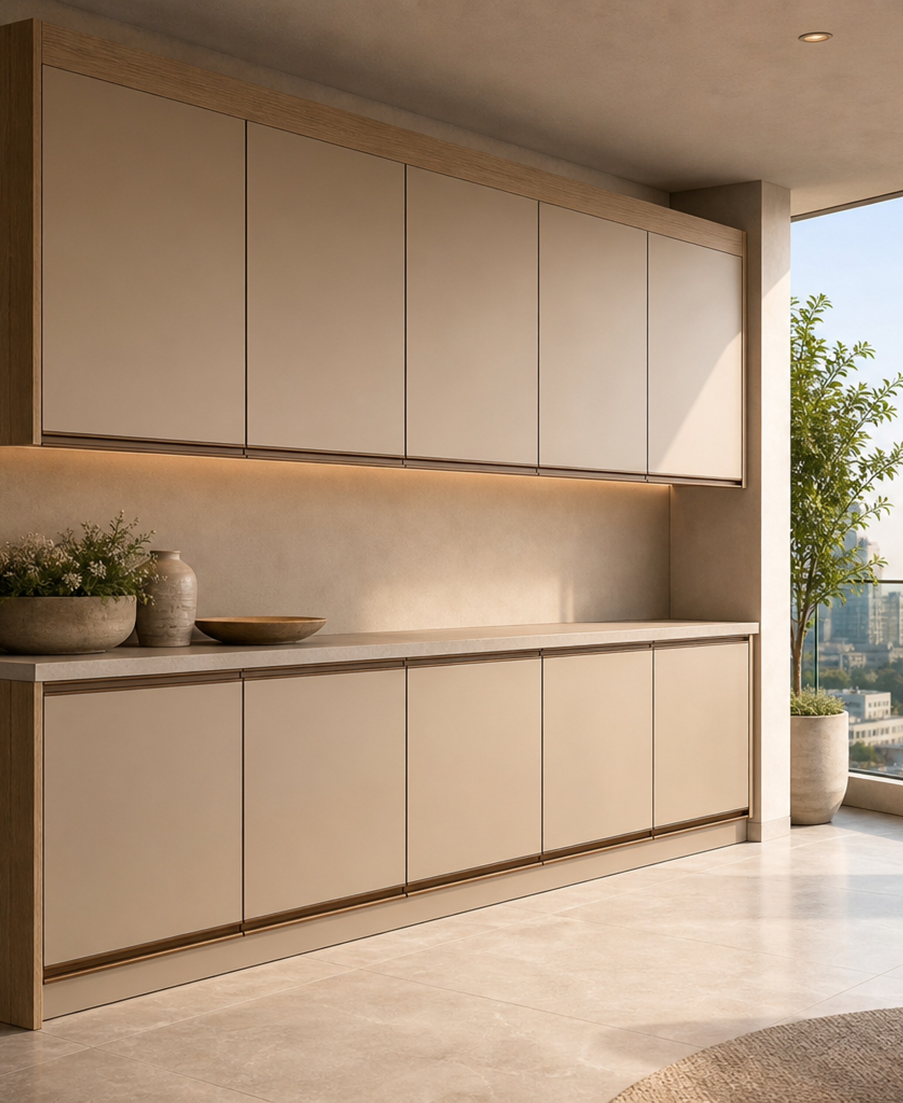 Fadior Soleil Balcony Suite with Weatherline Utility Wall — 304 stainless steel balcony system, front view