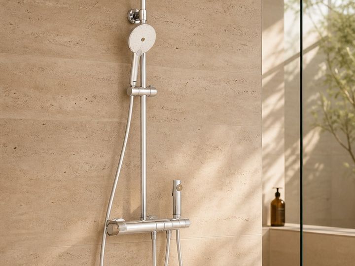 Shower Faucet System styled in a FADIOR HOME interior setting