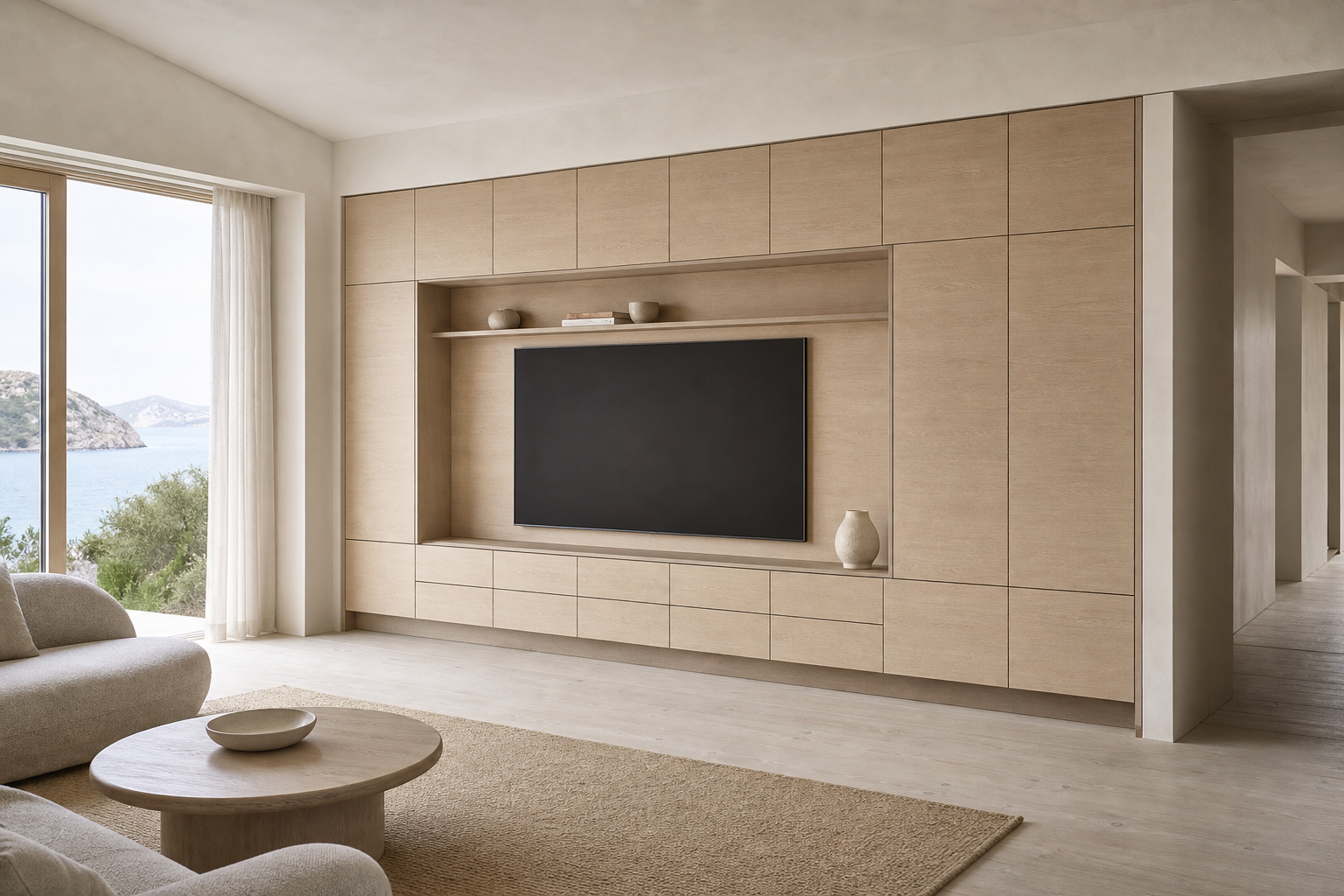 Fadior Silvan Blond Ash Media Gallery — interior room context showing cabinet integration