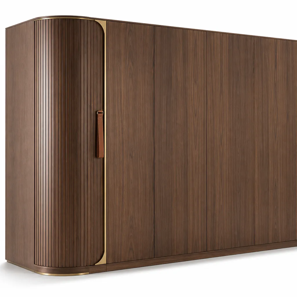 Suite de Armario Radiance con Nicho de Vestidor Curvo en Nogal vista principal