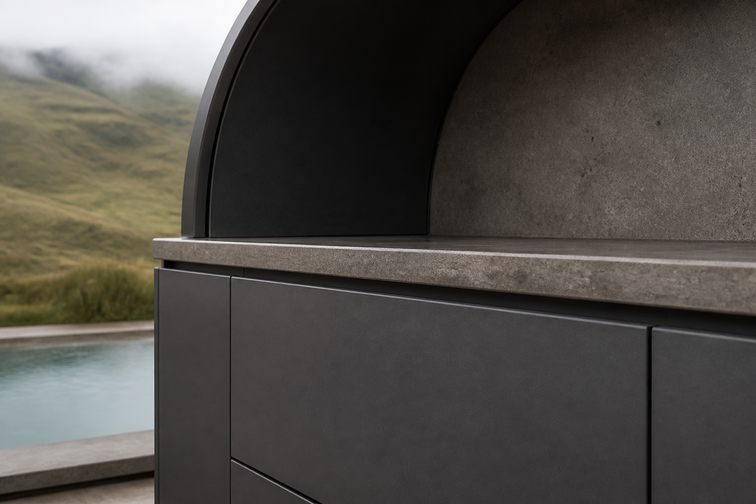 Conjunto de cocina de terraza Vantage con arcada de enjuague Azimuth acabado y detalle