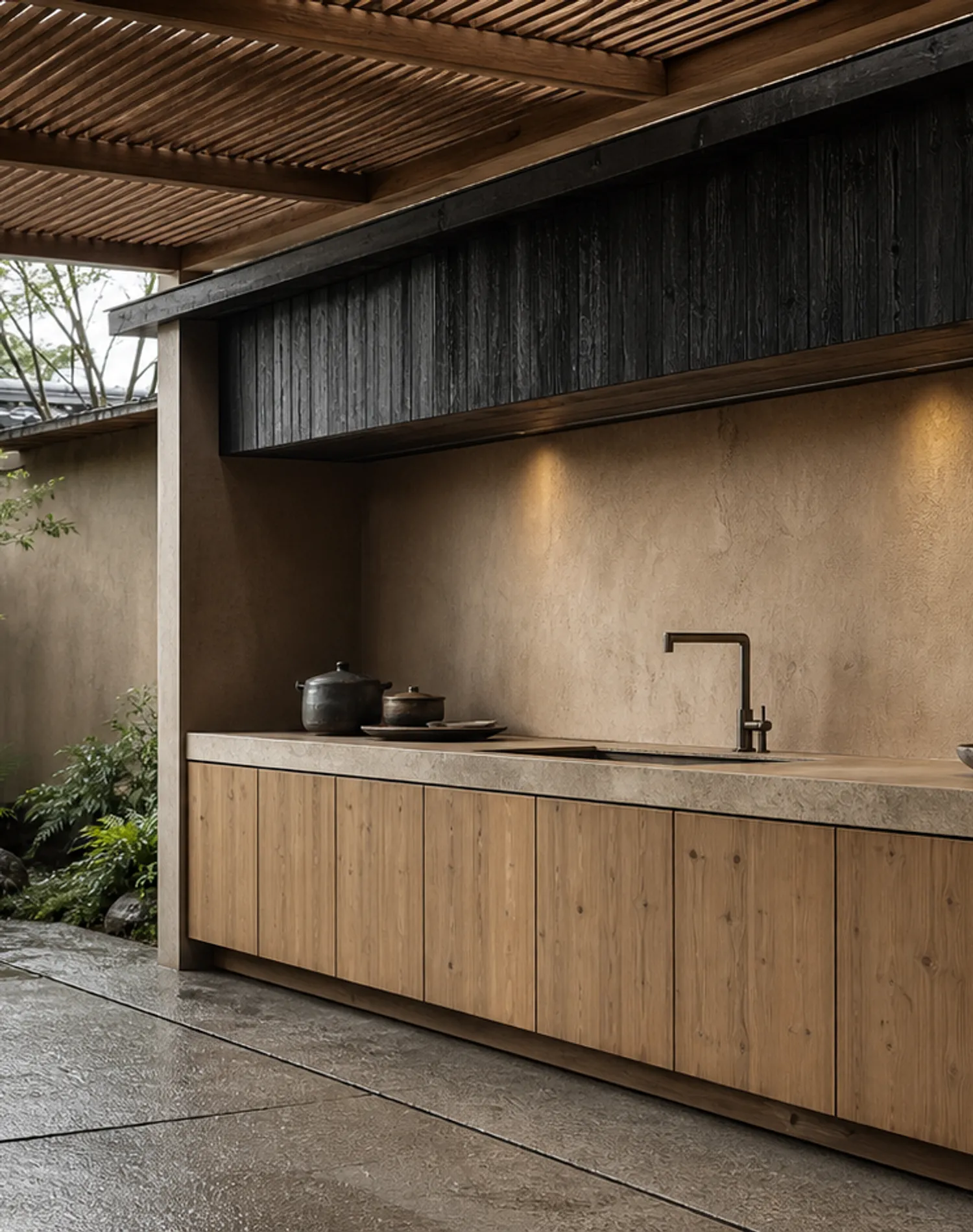Suite de Cocina Exterior Vantage con Bahía de Encimera Cedar Rain estudio de adaptación