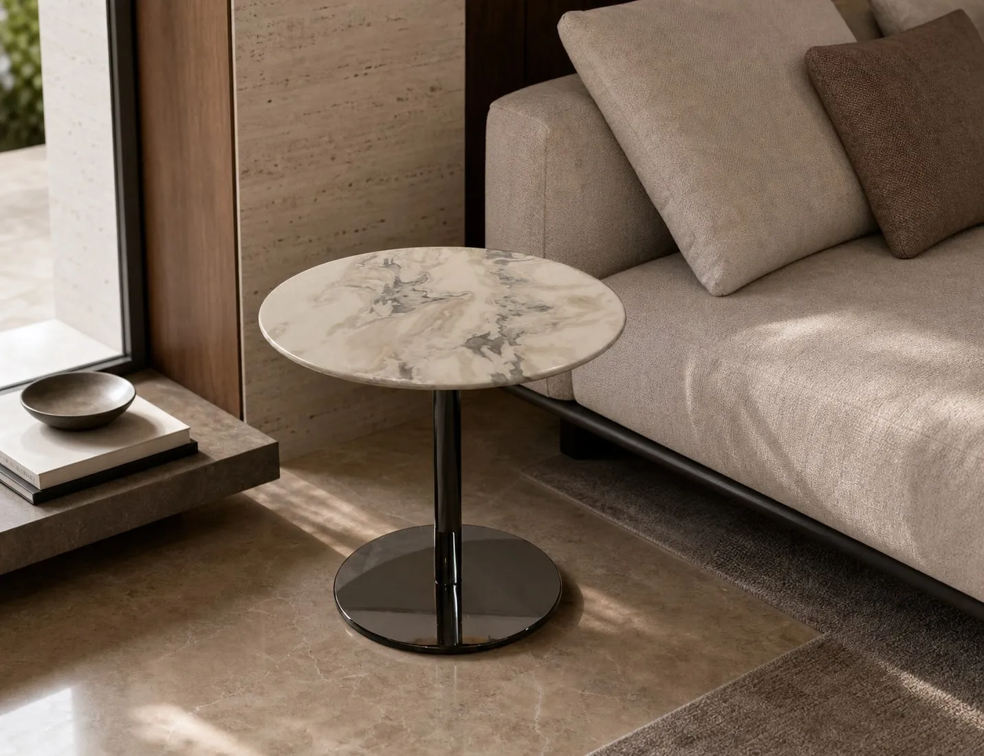 Marble Pedestal Side Table