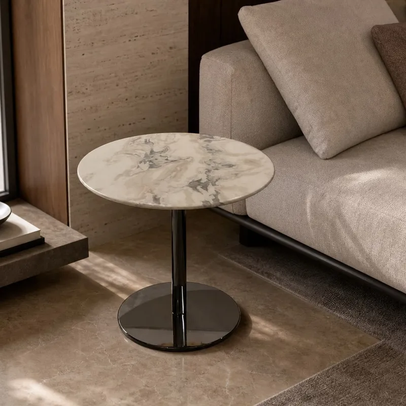 Marble Pedestal Side Table