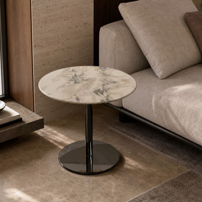 Side Table (Picasso luxury stone) styled in a FADIOR HOME interior setting