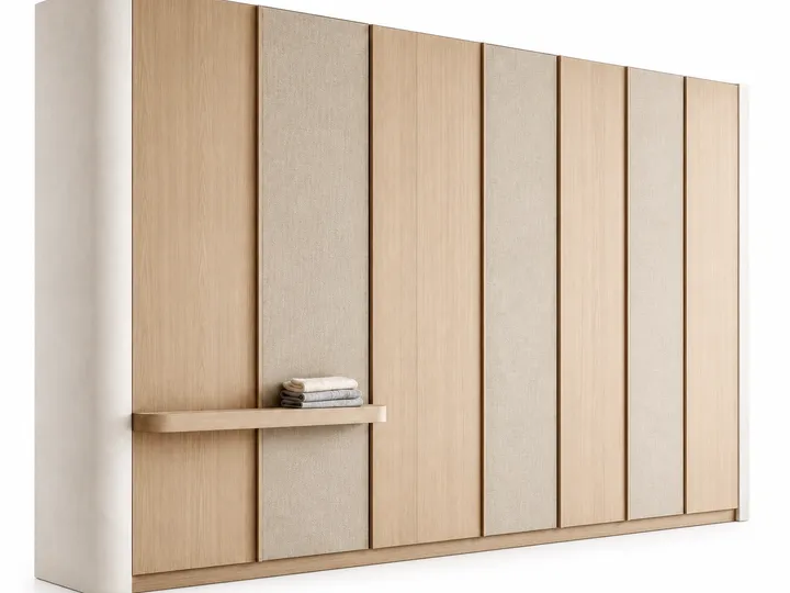 Fadior Voyage Wardrobe Suite with Copenhagen Loft Pocket Wall — 304 stainless steel wardrobe system, front view