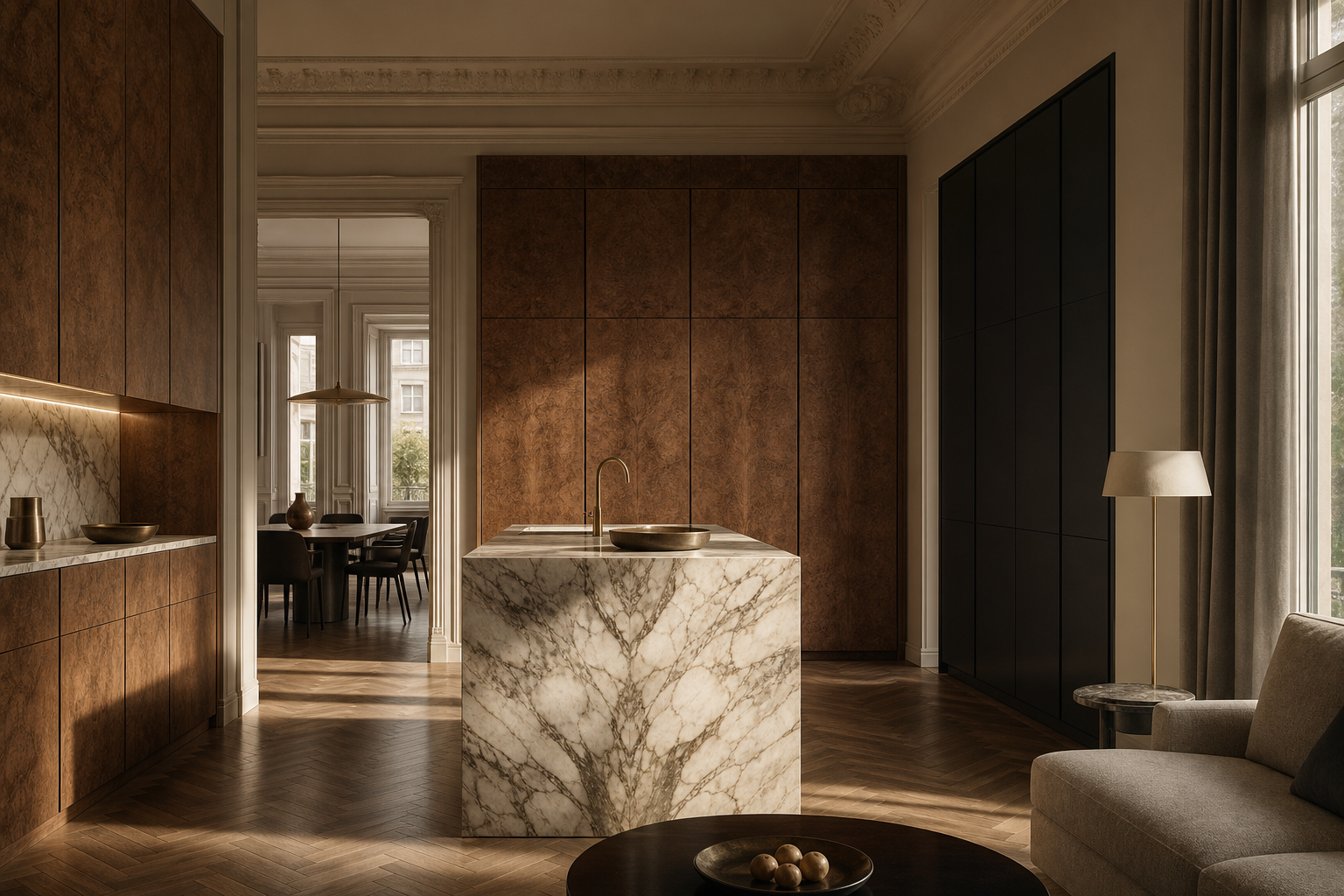 Fadior Atelier Floating Profile Pantry Wall — interior room context showing cabinet integration