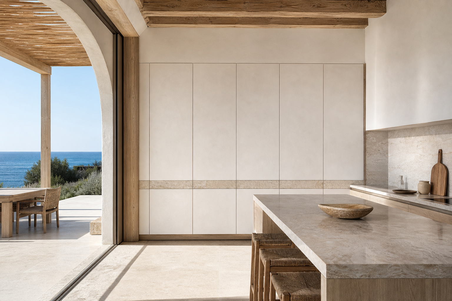 Fadior Miroir Wall Panel Suite with Enameled Appliance Datum Wall — 304 stainless steel wall panel system, front view