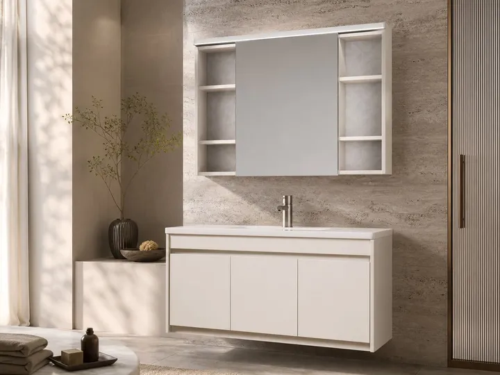 Mueble de baño con lavabo y armario de espejo con iluminación superior 1000×485×500 mm
