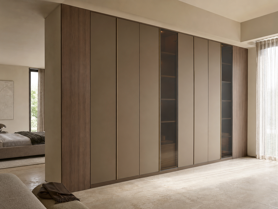 Fadior Elementum Wardrobe Suite with Precision Dressing Grid — 304 stainless steel wardrobe system, front view