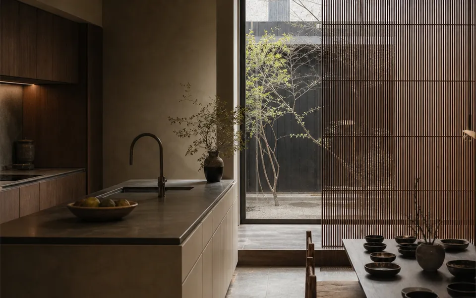 Apartamento de cocina de 85 m² en Tokio — proyecto Fadior con mobiliario en acero inoxidable 304