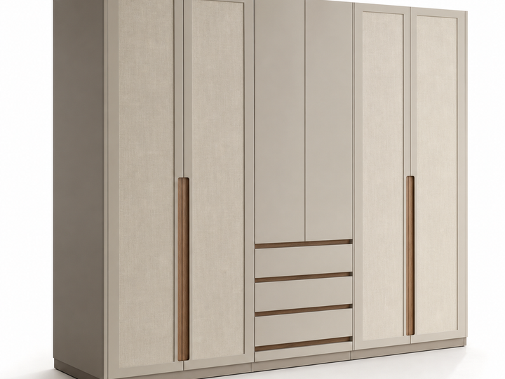 Fadior Onyx Wardrobe Suite with Oak Watch Passage — 304 stainless steel wardrobe system, front view
