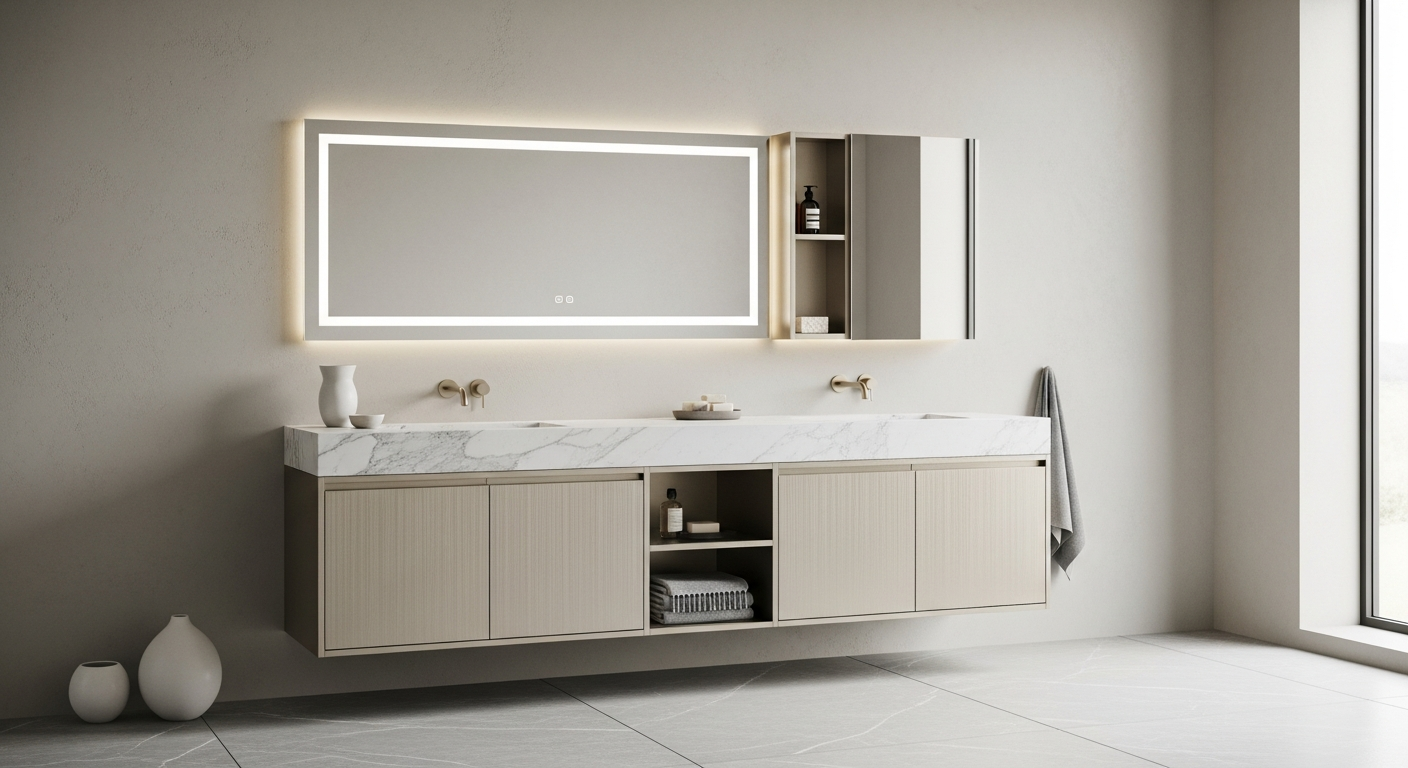 Fadior Acqua Bath and Vanity Suite — lifestyle setting with natural light and residential styling