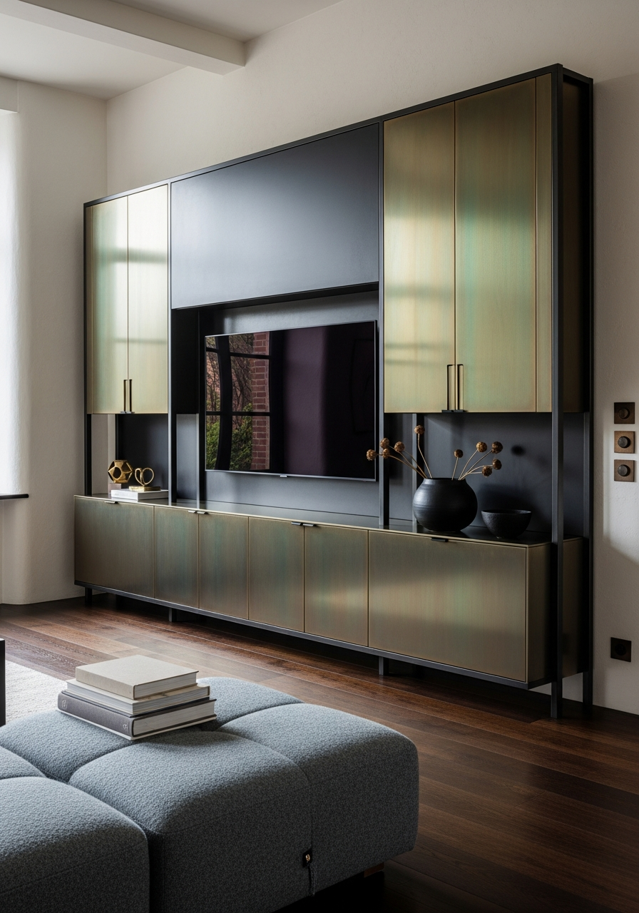Fadior Essence Media Console — interior room context showing cabinet integration
