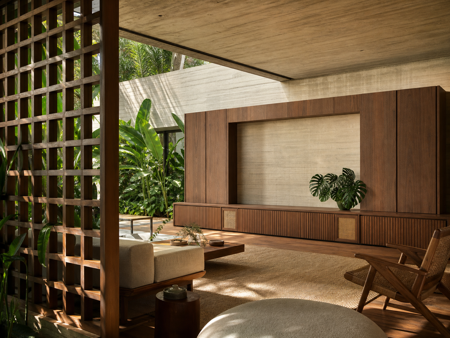 Fadior Zenith Living Room Suite with Fluted Bookcase Bridge — interior room context showing cabinet integration