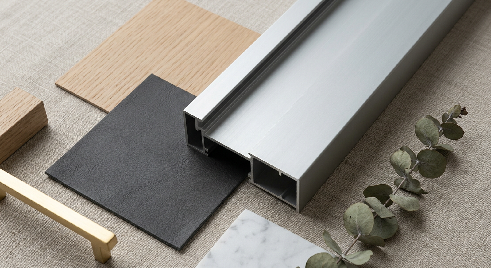 6063 Aluminum Alloy Extrusion Profile material palette with complementary finishes