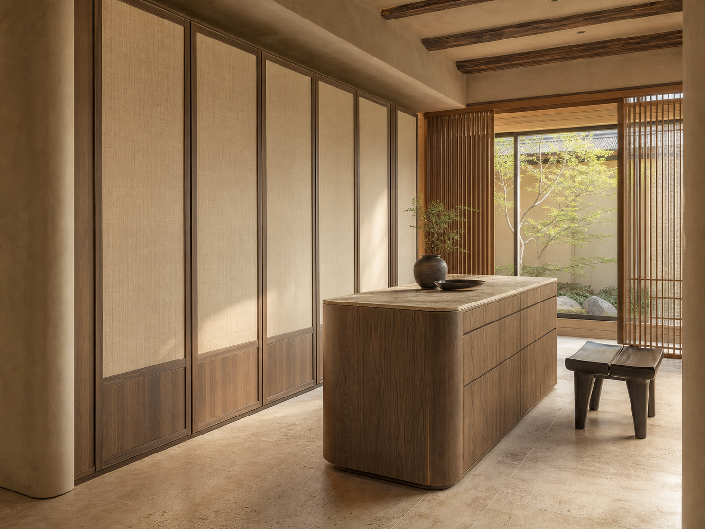 Fadior Voyage Wardrobe Suite with Steam Garment Alcove — interior room context showing cabinet integration