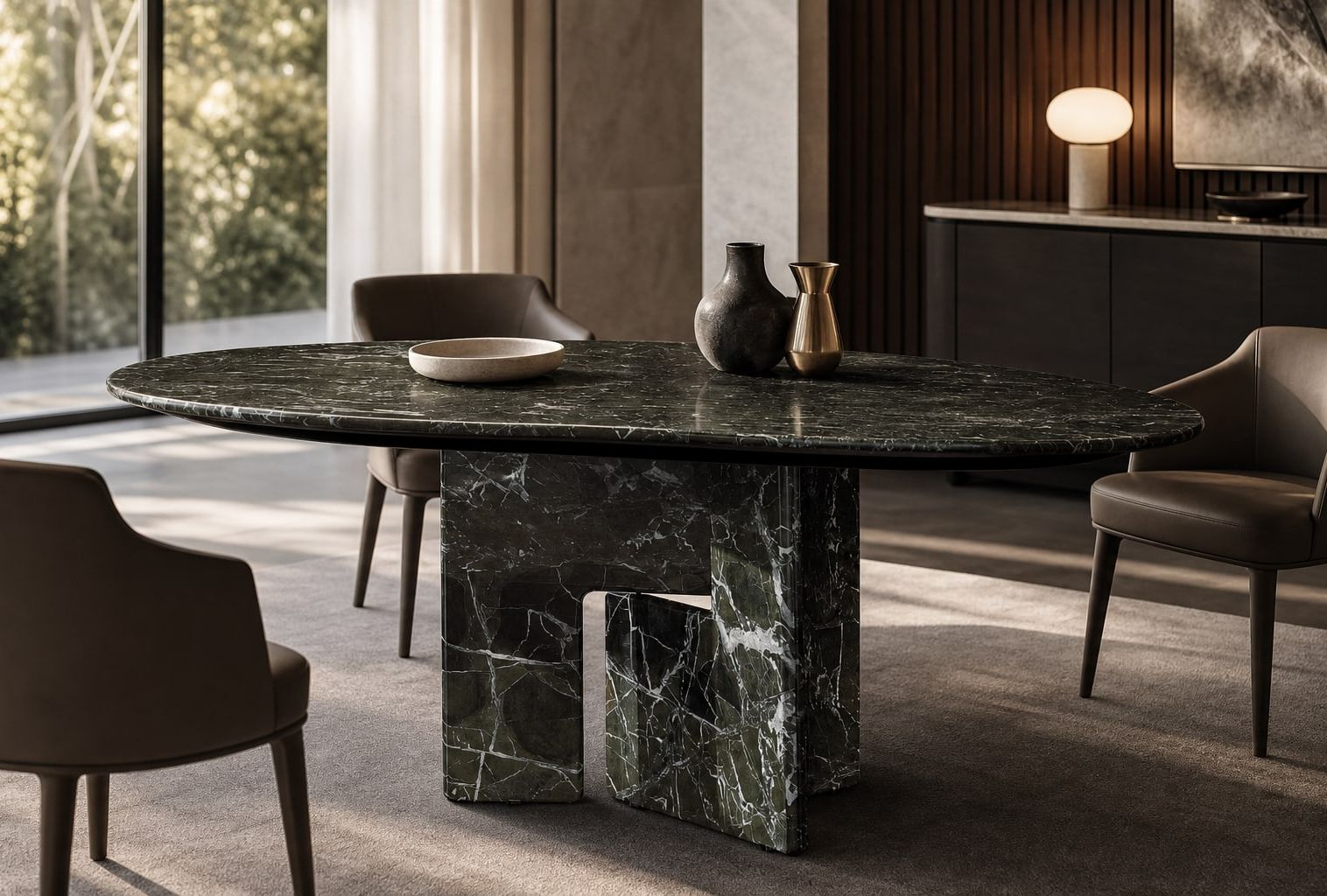 Marble Dining Table 1800*1500*750H styled in a FADIOR HOME interior setting