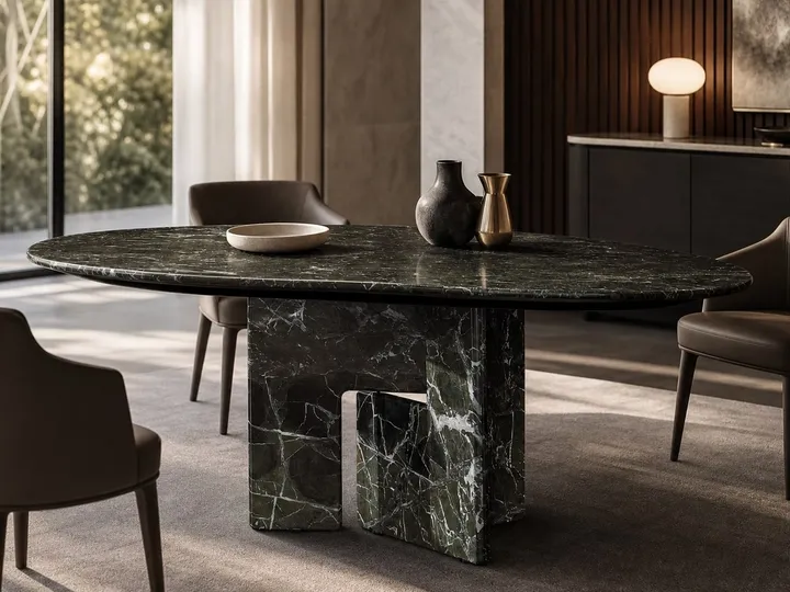 Mesa de comedor de mármol de forma libre 1500×1300×750 mm