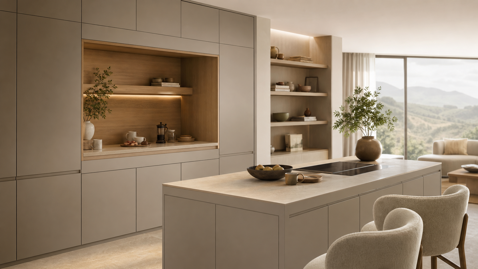 Fadior Meridian Kitchen Suite with Pocket Breakfast Landing — lifestyle setting with natural light and residential styling