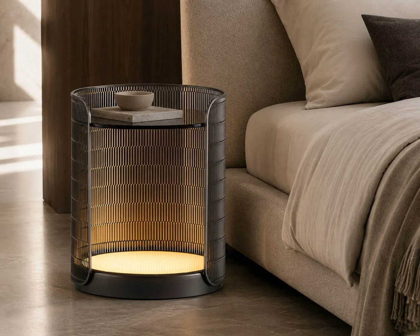 Stainless Steel and Acrylic Nightstand