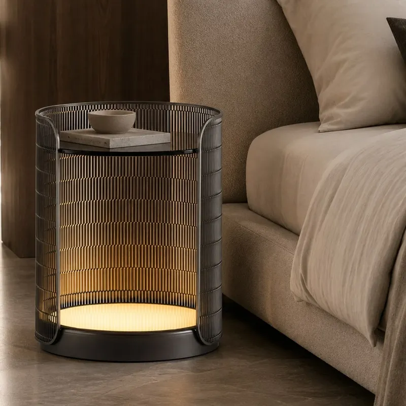 Stainless Steel and Acrylic Nightstand