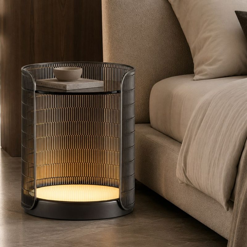 Nightstand (Acrylic) styled in a FADIOR HOME interior setting