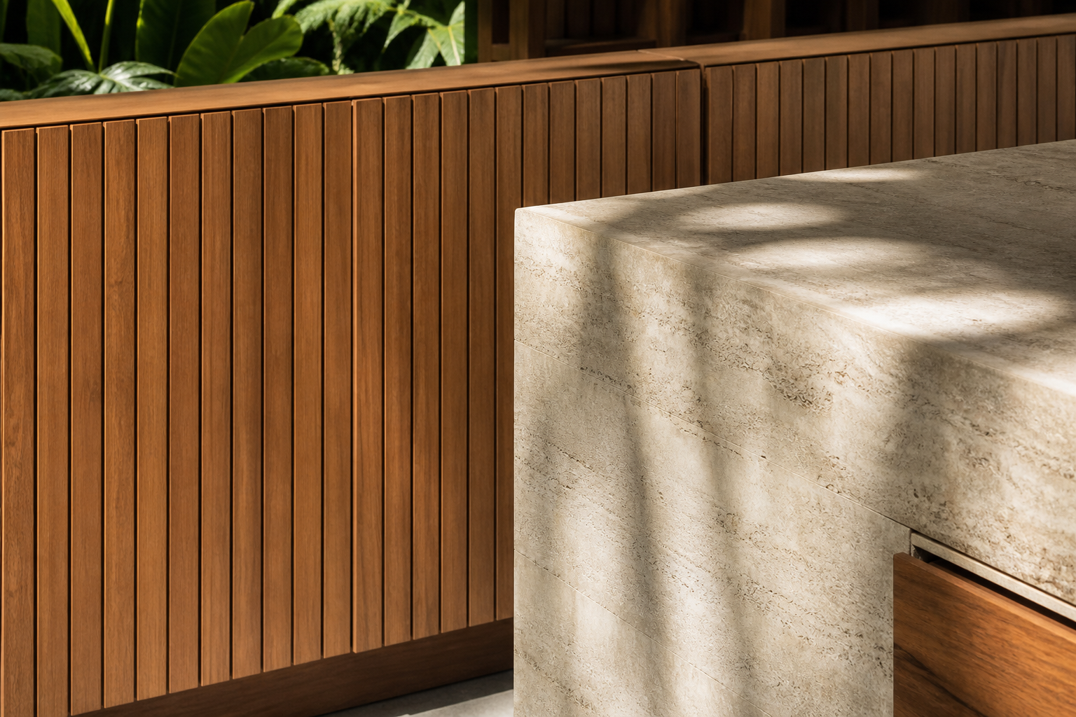 Fadior Pavilion Kitchen Suite with Shoji Slat Prep Gallery — close-up of stainless steel finish and hardware detail