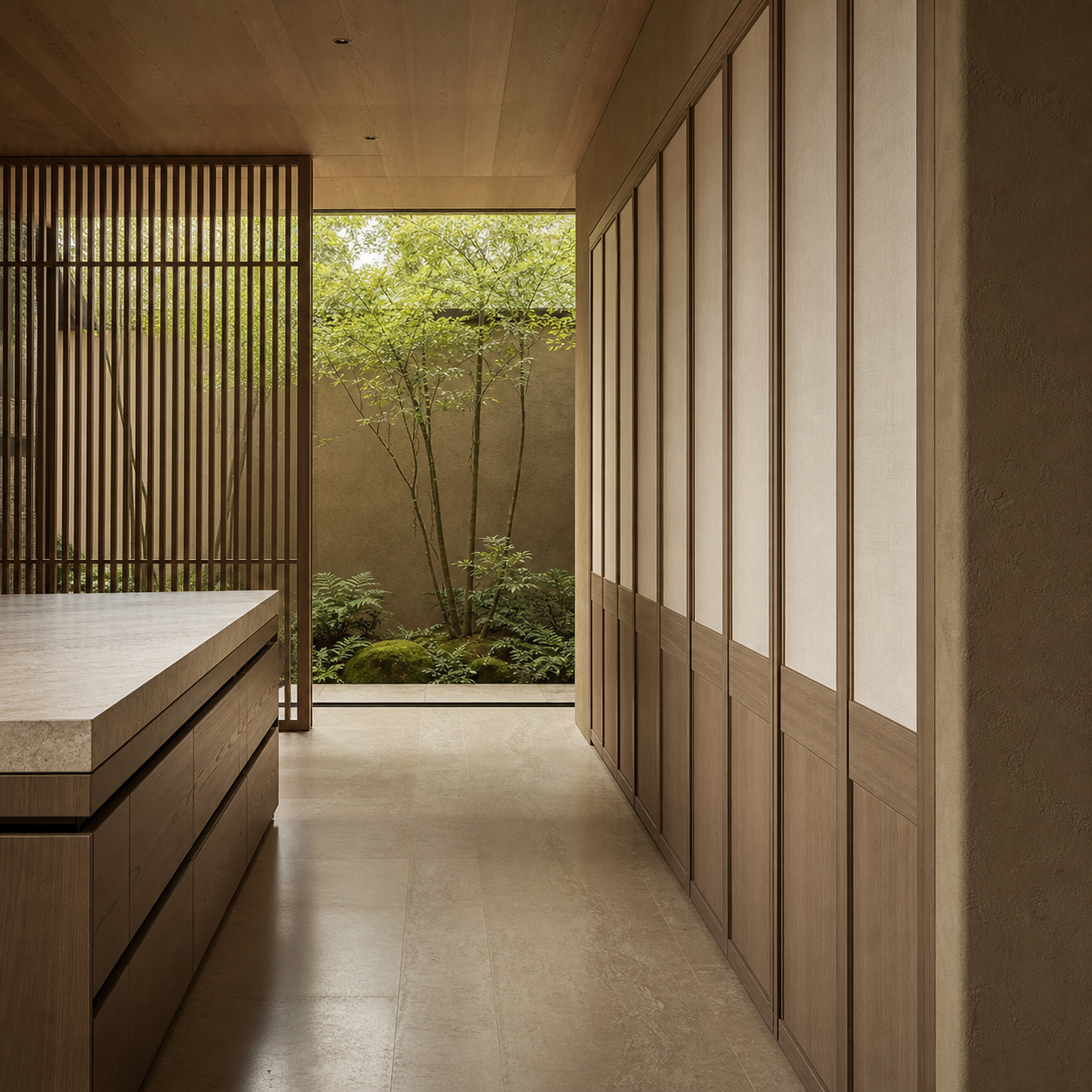 Fadior Resonance Wardrobe Suite with Washi Datum Portal — interior room context showing cabinet integration