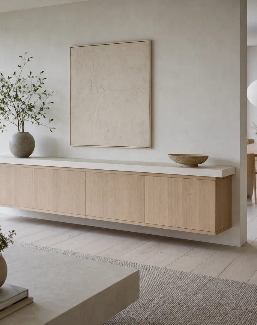 Suite de sala Patina con credenza de medios Courtyard perspectiva interior