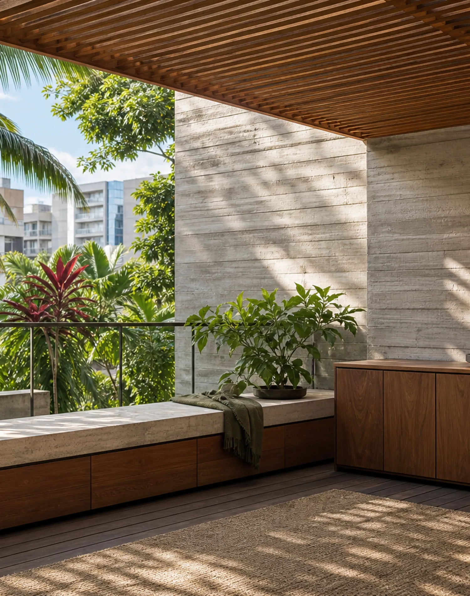 Suite de balcón Soleil con banco de terraza Sunrail estudio de adaptación