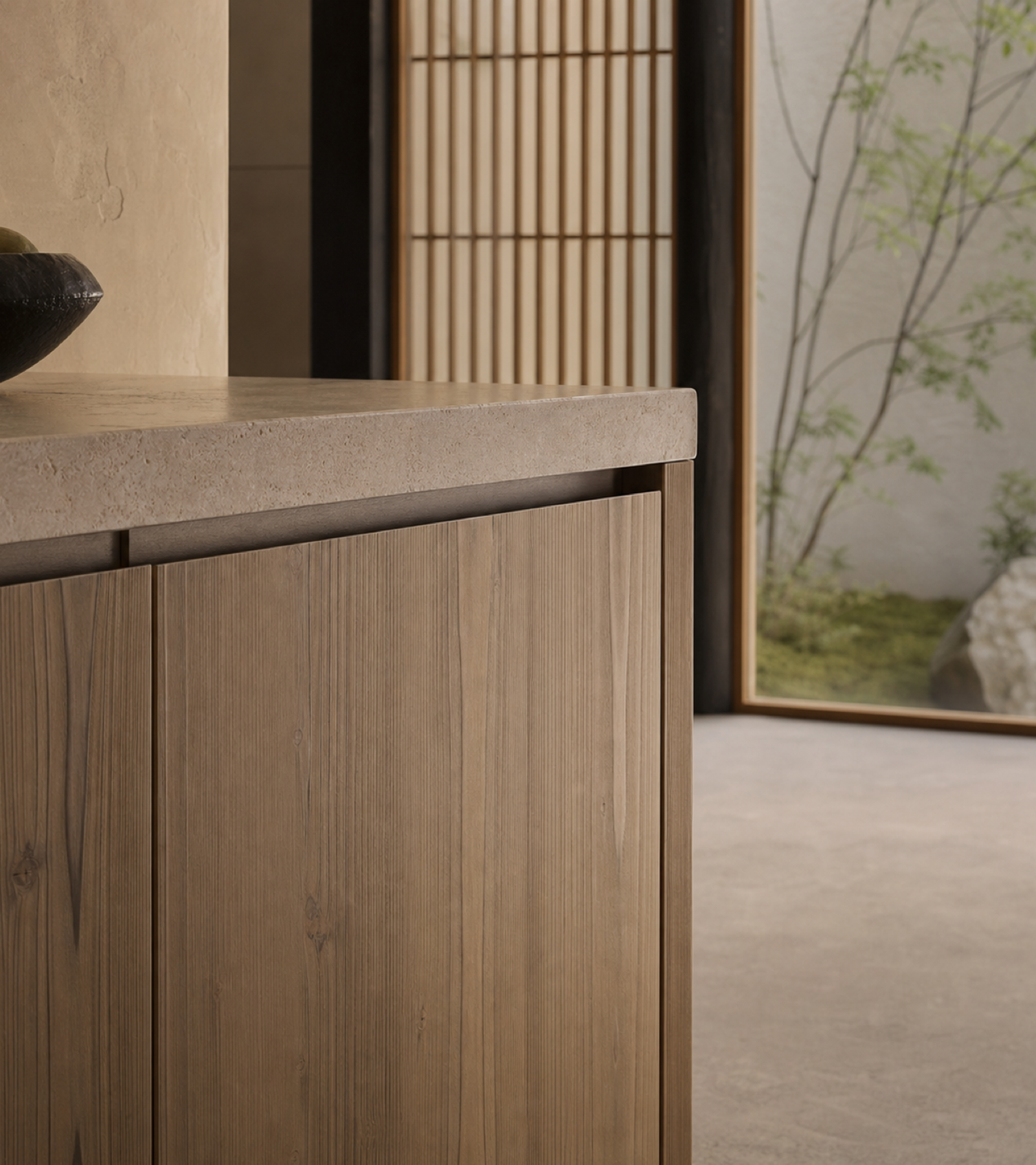 Fadior Solace Kitchen Suite with Breakfast Niche Galley — close-up of stainless steel finish and hardware detail