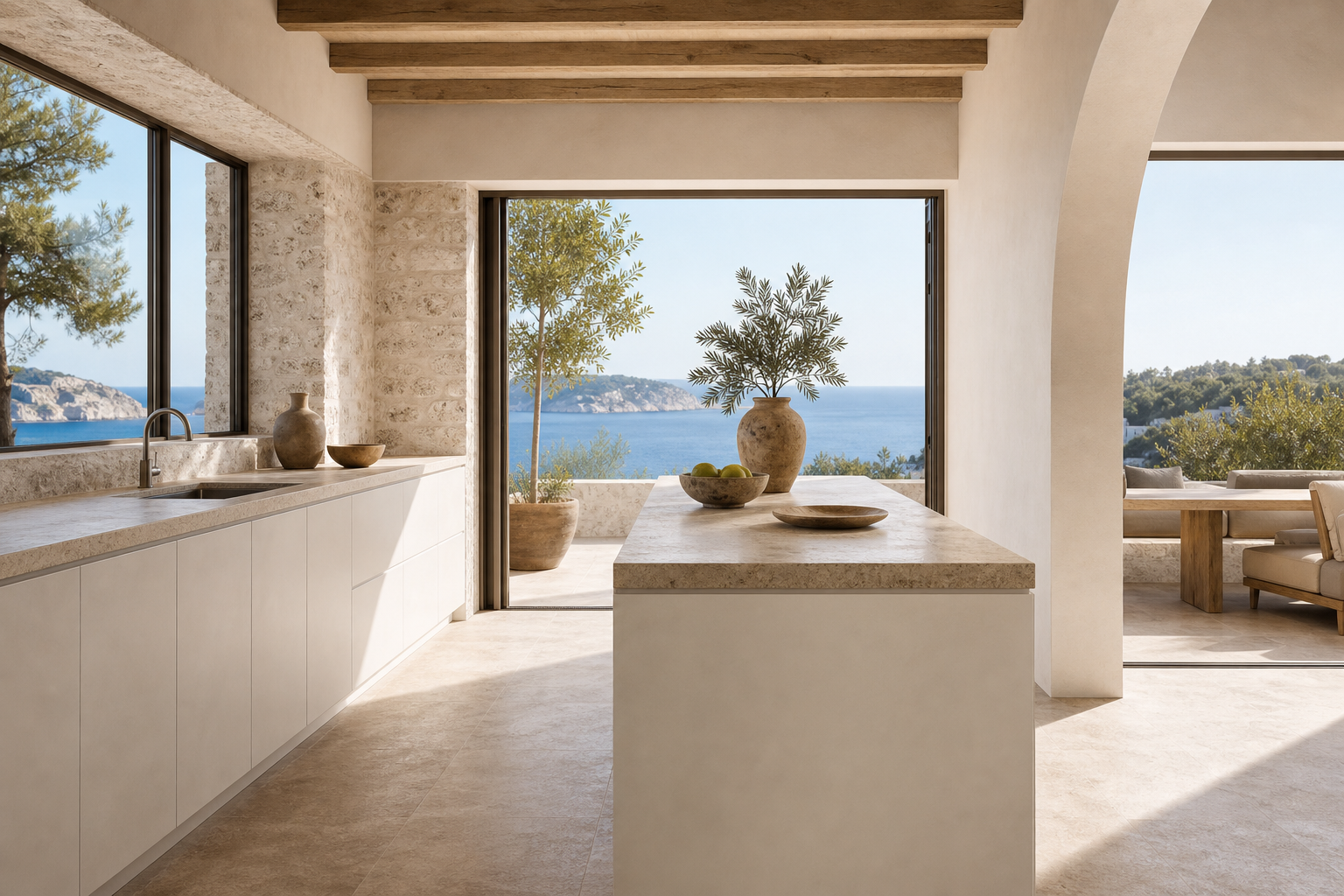 Fadior Terrena Kitchen Suite with Wide Window Breakfast Run — interior room context showing cabinet integration