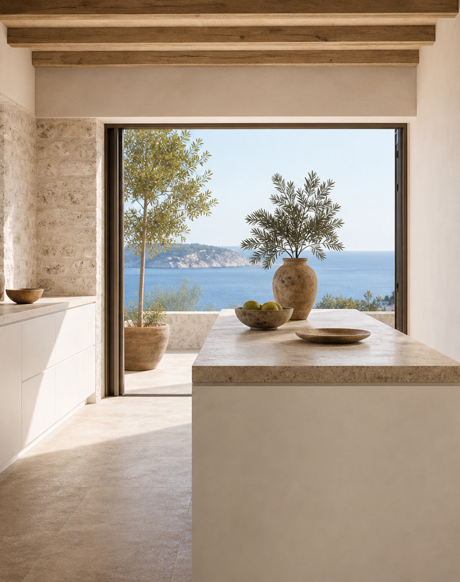 Fadior Terrena Kitchen Suite with Wide Window Breakfast Run — interior room context showing cabinet integration