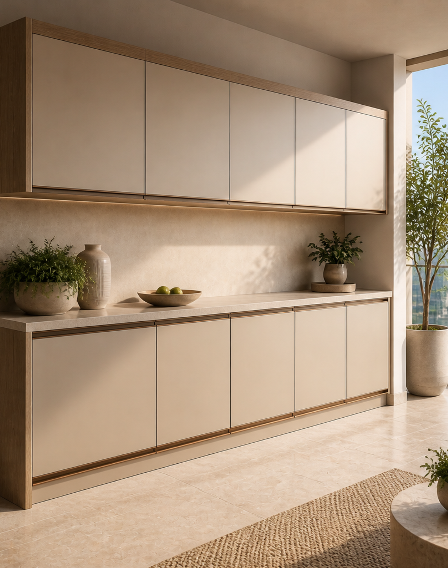 Fadior Soleil Balcony Suite with Weatherline Utility Wall — lifestyle setting with natural light and residential styling