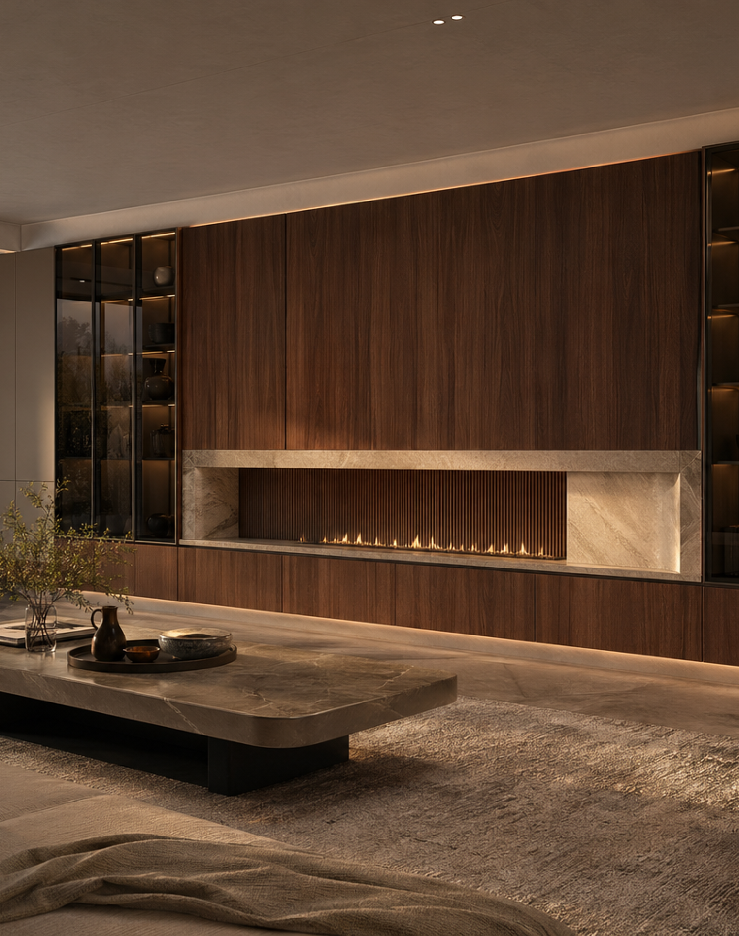 Fadior Silvan Living Room Suite with Linear Hearth Storage Frame — lifestyle setting with natural light and residential styling