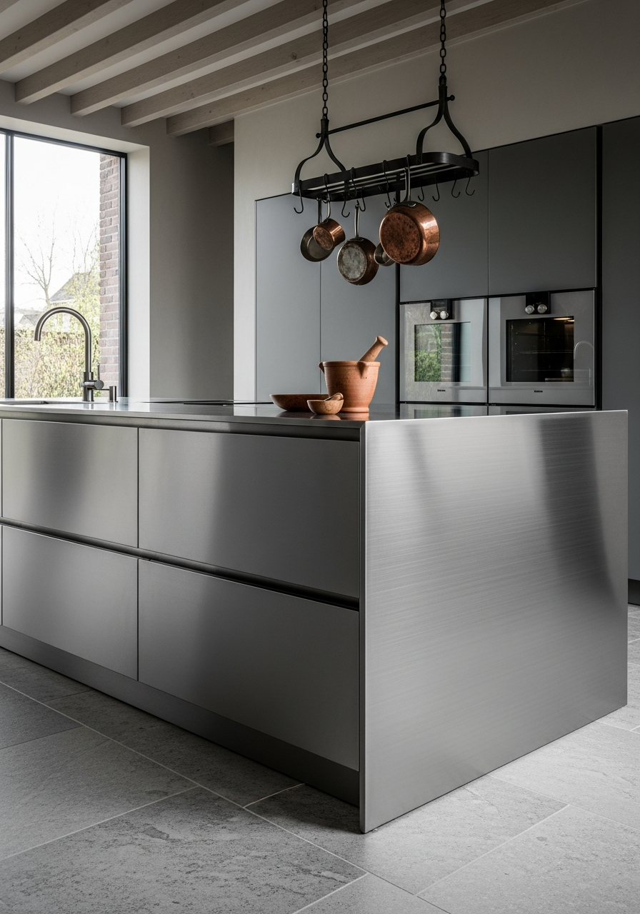 Fadior Abyss Kitchen Suite — close-up of stainless steel finish and hardware detail