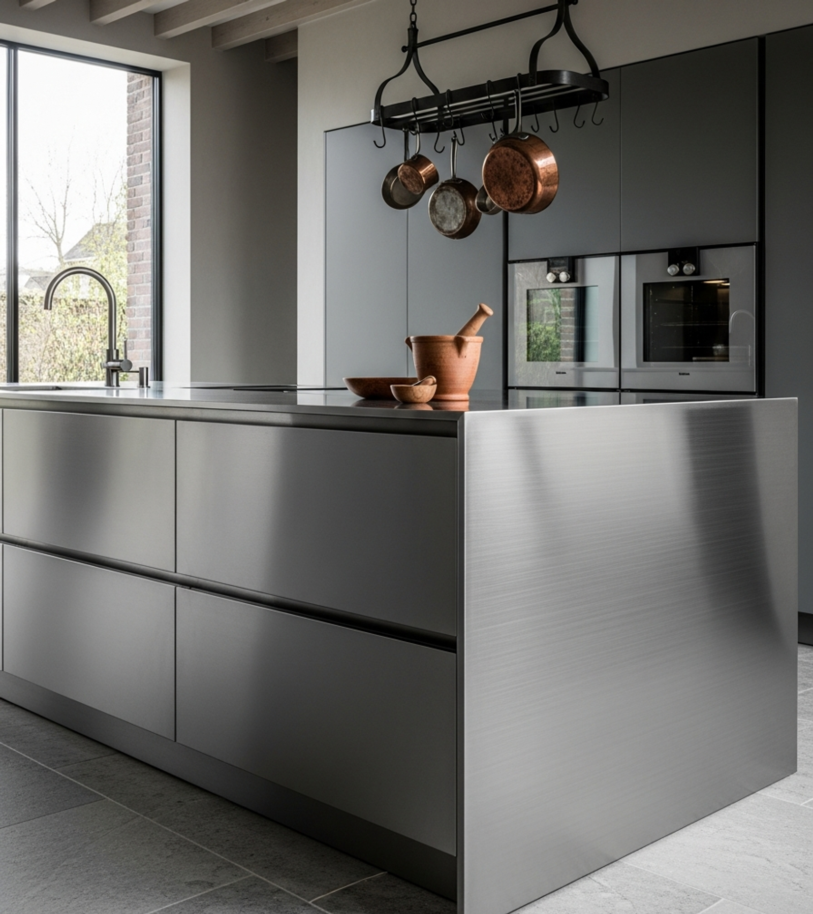 Fadior Abyss Kitchen Suite — close-up of stainless steel finish and hardware detail