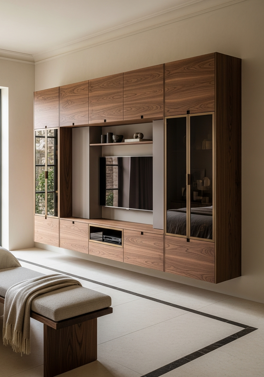 Fadior Essence Media Console — interior room context showing cabinet integration