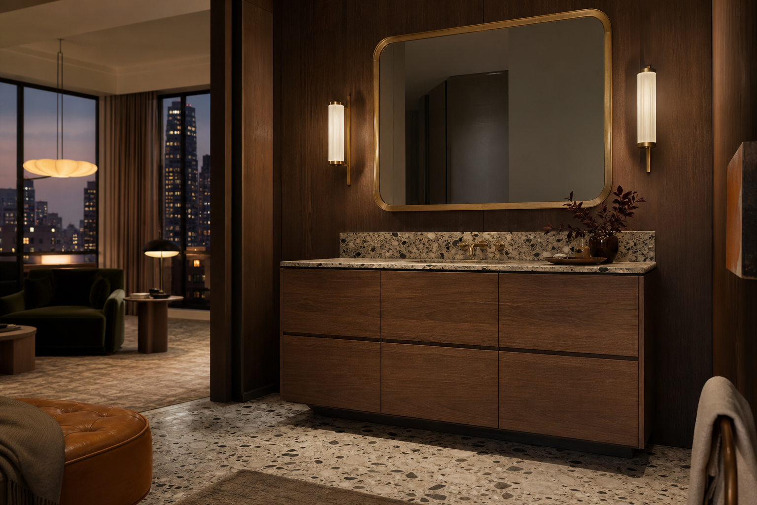 Fadior Alcove Modular Basin Datum Wall — lifestyle setting with natural light and residential styling