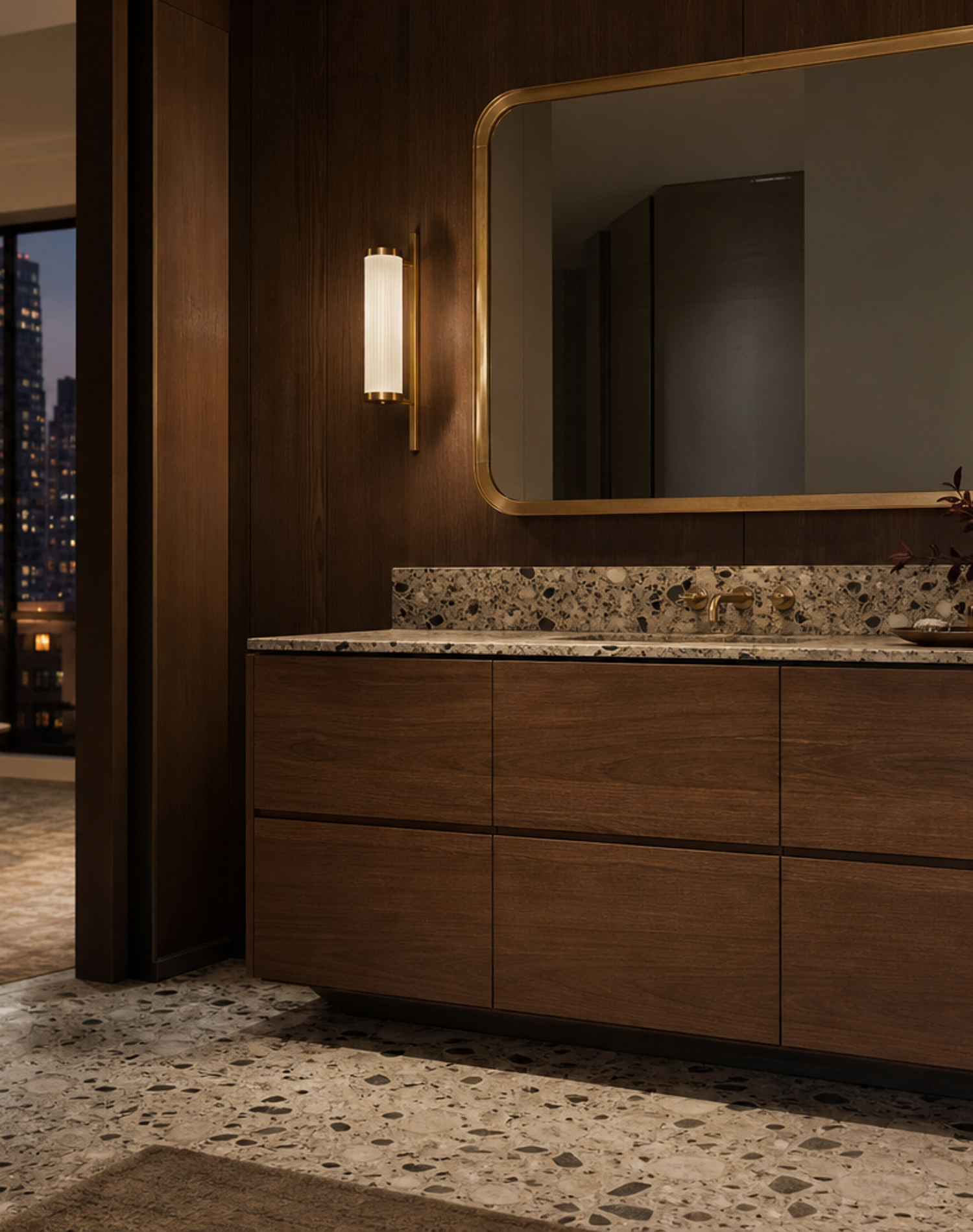 Fadior Alcove Modular Basin Datum Wall — lifestyle setting with natural light and residential styling