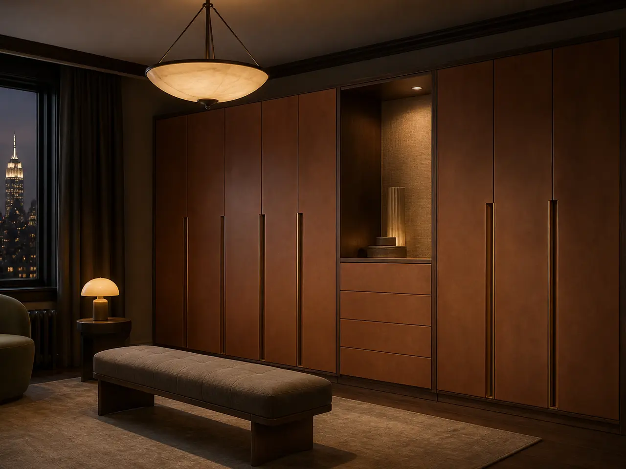 Fadior Radiance Halo Display Dressing Pavilion Wardrobe Suite — 304 stainless steel wardrobe system, front view