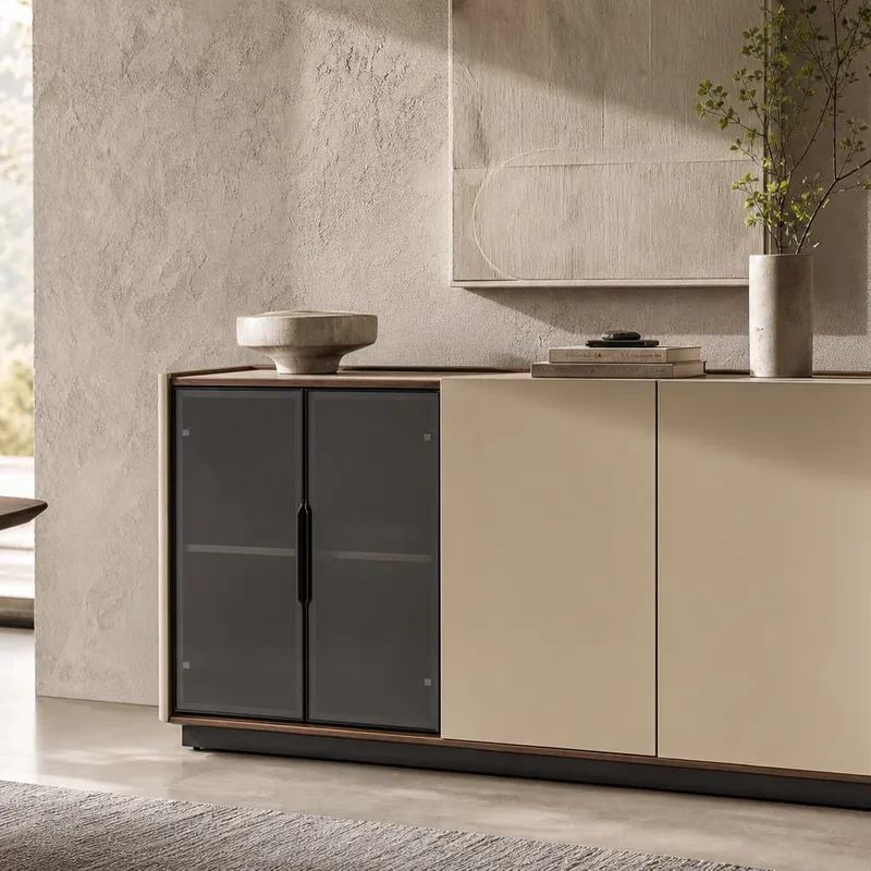 Sintered Stone Saddle Leather Sideboard