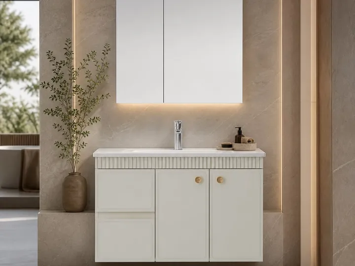 Mueble de baño con lavabo y armario de espejo en tablero ecológico 900×485×500 mm