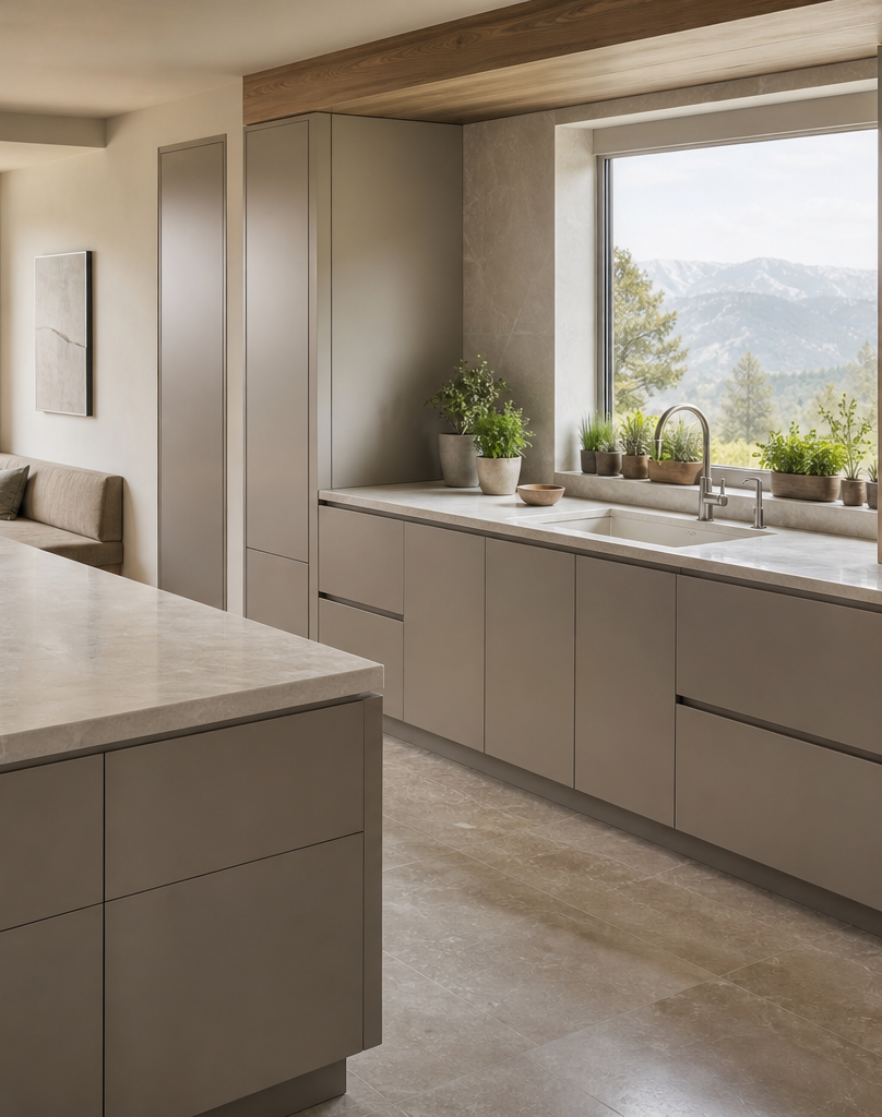 Fadior Dream Home Kitchen Suite with Window Herb Wash Bay — interior room context showing cabinet integration