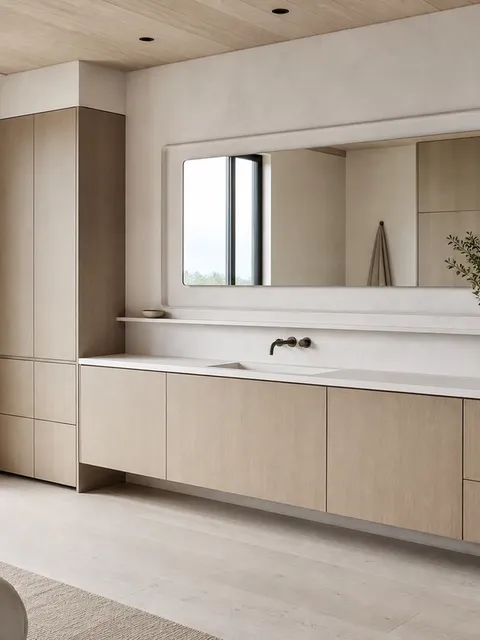 Ethereal Baño y tocador Suite con Estante de Yeso Refrescante