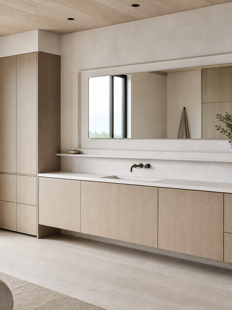 Fadior Ethereal Bath and Vanity Suite with Cooling Plaster Wash Shelf — 304 stainless steel bath and vanity system,