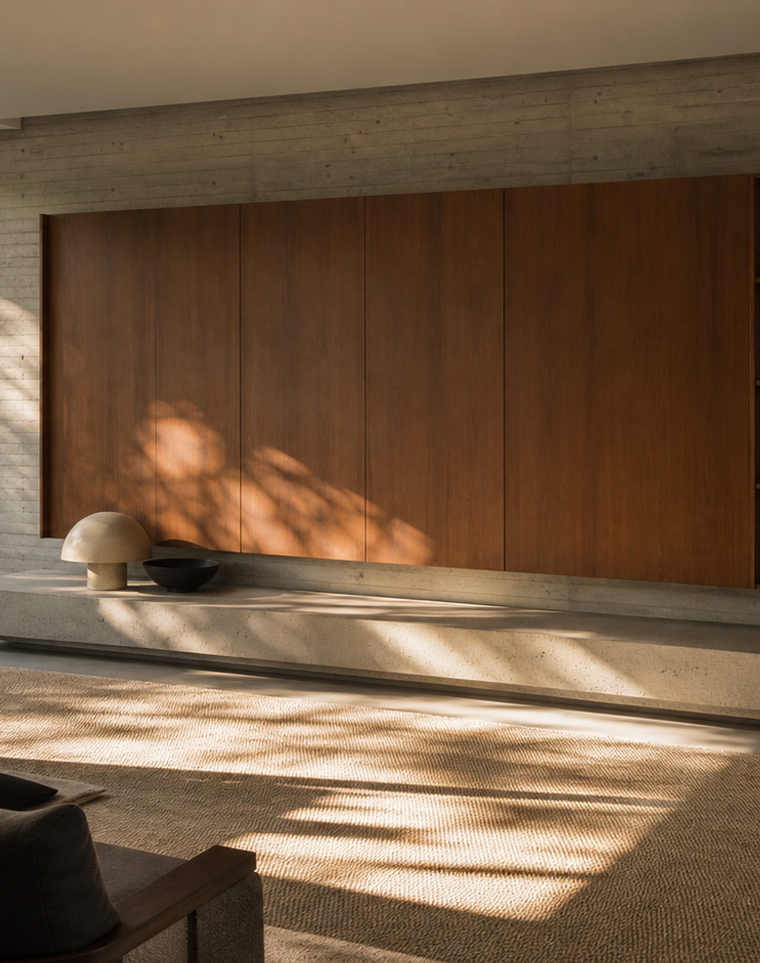 Fadior Zenith Living Room Suite with Concrete Cane Media Plinth — lifestyle setting with natural light and residential